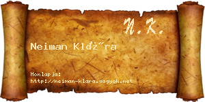 Neiman Klára névjegykártya
